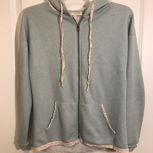Blue Hooded Jacket with Lace Detailing